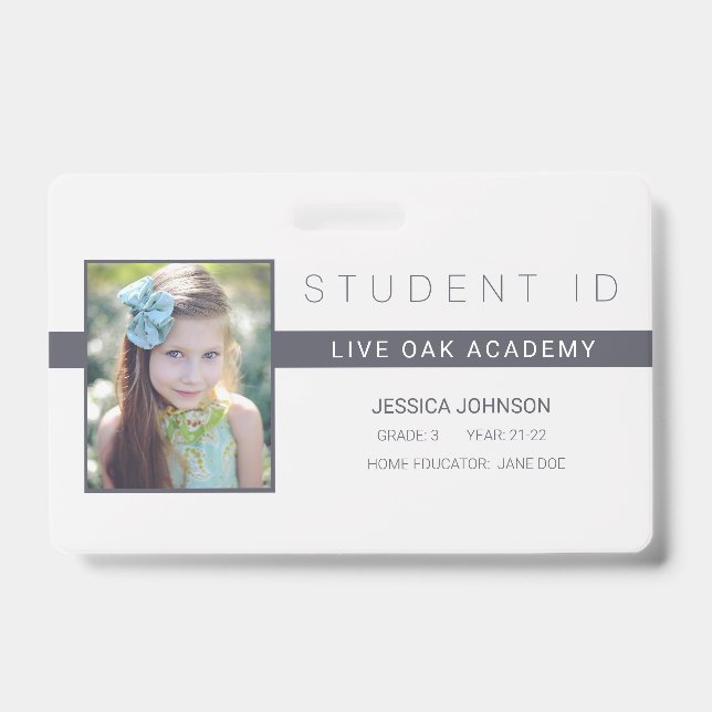 Minimalist Homeschool Student ID Badge (Front)