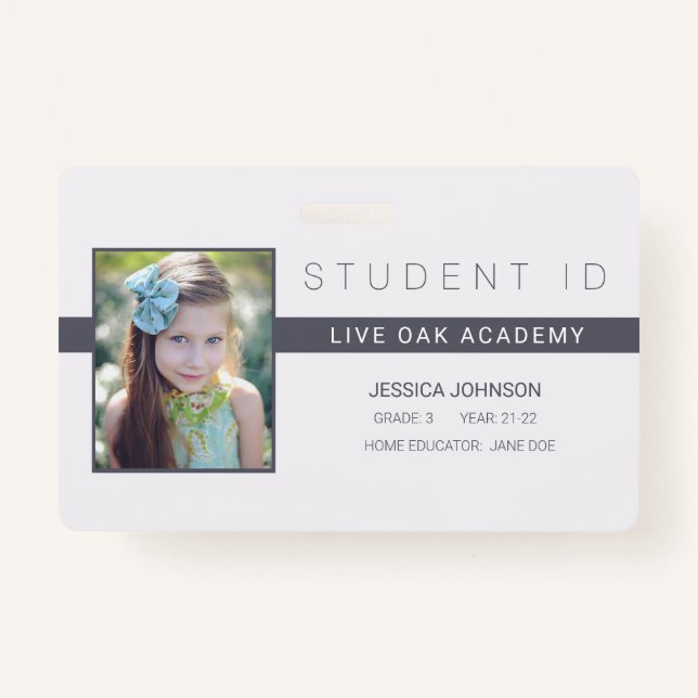 Minimalist Homeschool Student ID Badge (Front)