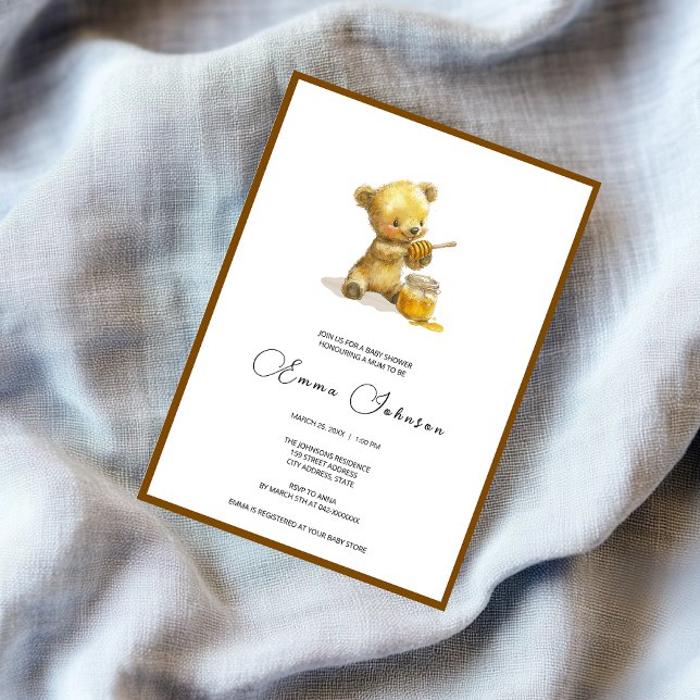 Minimalist Honey Bear Baby Shower Invitation (Creator Uploaded)