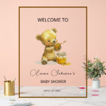 Minimalist Honey Bear Baby Shower Welcome