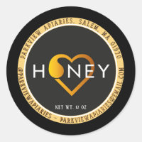 Minimalist Honey Label with Honey Heart Design