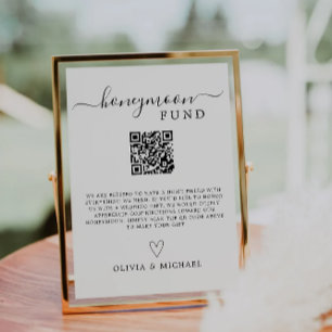 Minimalist Honeymoon Fund QR Code Sign Invitation