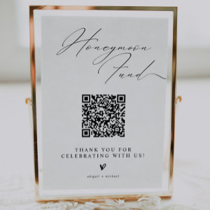 Minimalist Honeymoon Fund Sign with QR Code