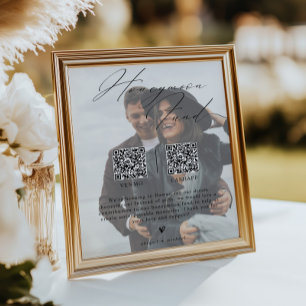 Minimalist Honeymoon Fund w/ Photo & 2 QR Codes Poster