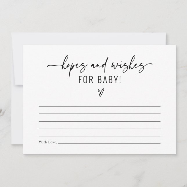 Minimalist Hopes and Wishes for Baby Shower Game Invitation (Front)