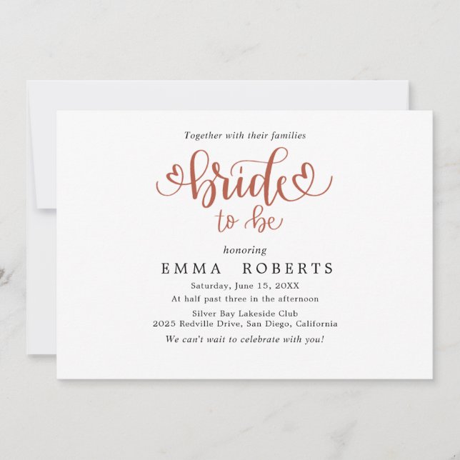 Minimalist Horizontal | Bridal Shower Invitation (Front)