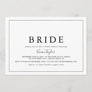 Minimalist Horizontal Bride Bridal Shower Invitation