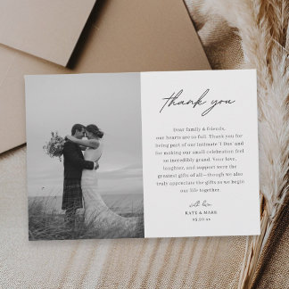 Minimalist Horizontal Photo Wedding Thank You Card