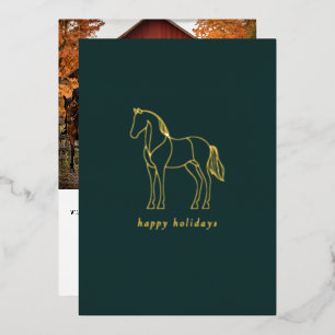 Minimalist Horse Line Drawing Green Equestrian