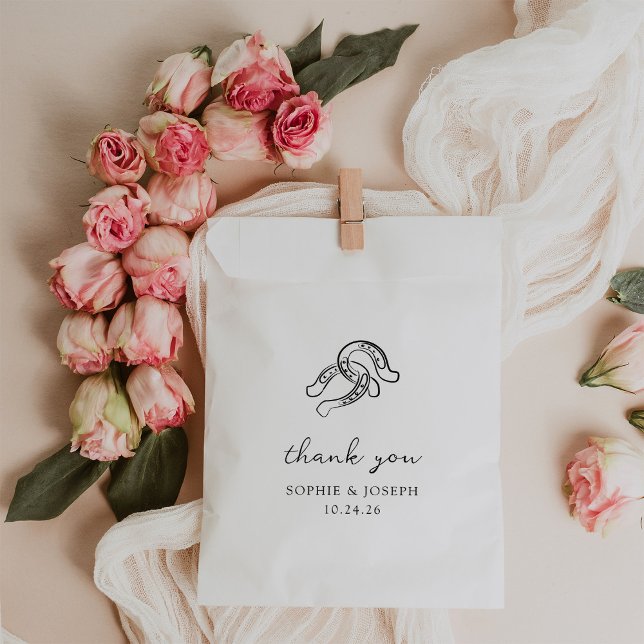 Minimalist Horseshoe | Black and White Wedding Favour Bags (Creator Uploaded)