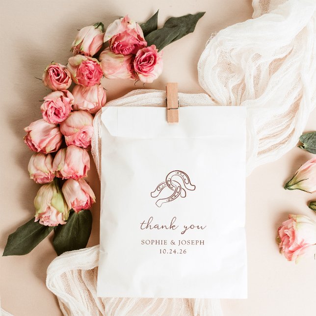 Minimalist Horseshoe | Brown and White Wedding Favour Bags (Creator Uploaded)