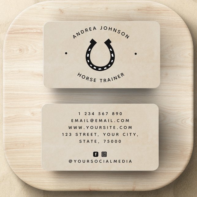 Minimalist Horseshoe Farm Ranch Riding Instructor Business Card (Creator Uploaded)