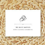 Minimalist Horseshoe | Moving Announcement Postcard<br><div class="desc">These trendy yet elegant, black and white moving announcements feature a modern and minimalist rustic style, with classic text that says "We have moved" (you can change this text easily). A hand-drawn pair of horseshoes is featured in a subtle illustration, for an updated look to match your country, western or...</div>