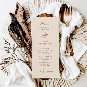 Minimalist Horseshoe   Neutral Brown Wedding Menu