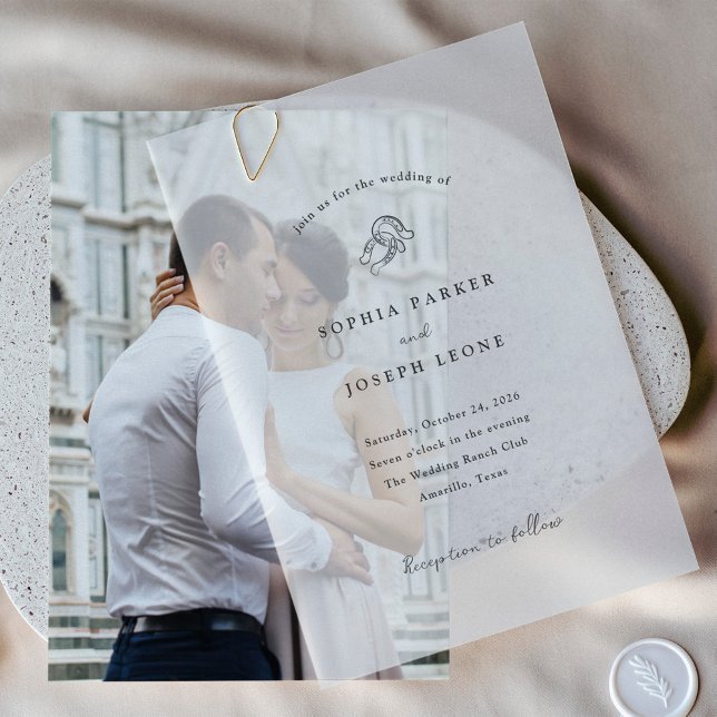 Minimalist Horseshoe | Rustic Wedding Vellum Invitations (Creator Uploaded)