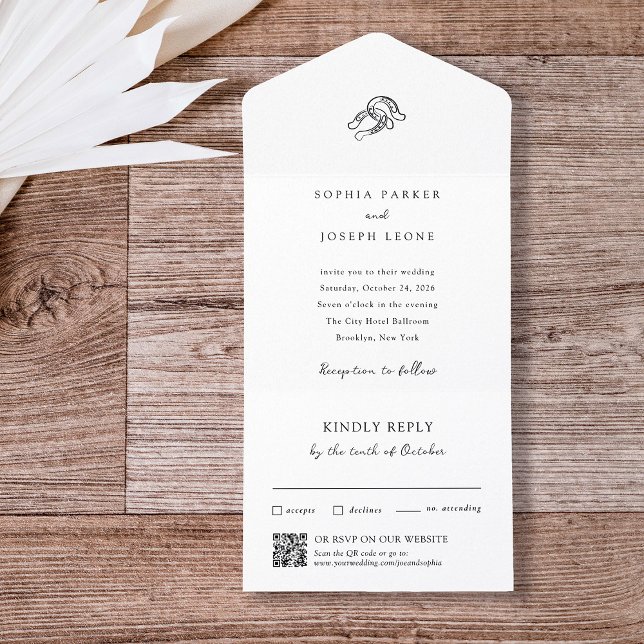 Minimalist Horseshoe | Wedding QR Code All In One Invitation (Creator Uploaded)