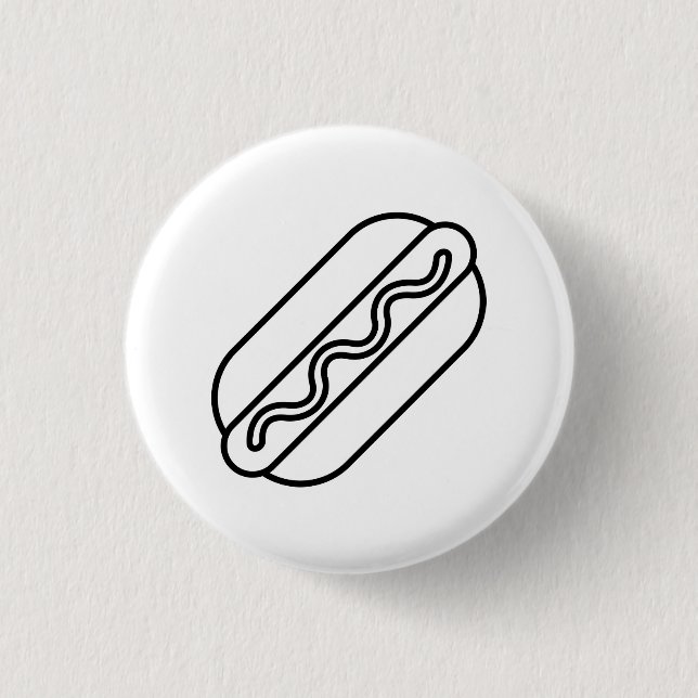Minimalist Hot Dog Button. Funny Line Art Food Pin (Front)
