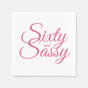 Minimalist Hot Pink and Sassy 60th Birthday Napkin