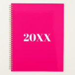 Minimalist hot pink modern typography custom planner<br><div class="desc">Minimalist hot pink,  fuchsia,  magenta and white modern typography custom simple elegant Planner.
Custom white serif text,  hot pink solid plain background.
You can personalised it with your name,  initials,  year,  etc or just delete the text,  and leave the solid plain hot pink colour.</div>
