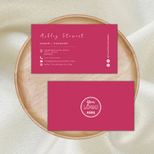 Minimalist Hot Pink Professional Branding Logo Business Card