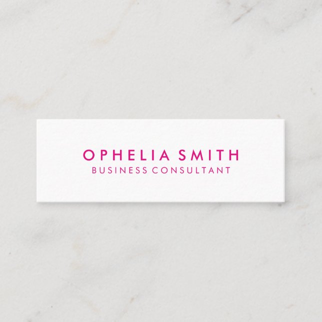 Minimalist Hot Pink Text Mini Business Card (Front)