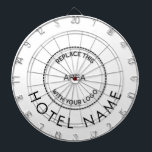 Minimalist Hotel Name Logo Any Colour Dartboard<br><div class="desc">Minimalist Hotel Name Logo Any Colour. Simply personalise with your logo and hotel or business name by replacing the sample image with your own, and personalise the text.. You can also change the font style colour and size and background colour if you wish via the Edit further option.</div>