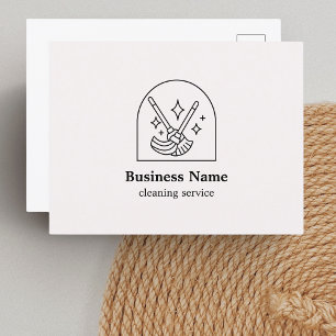 Minimalist House Cleaning Home Services Logo Pink Postcard