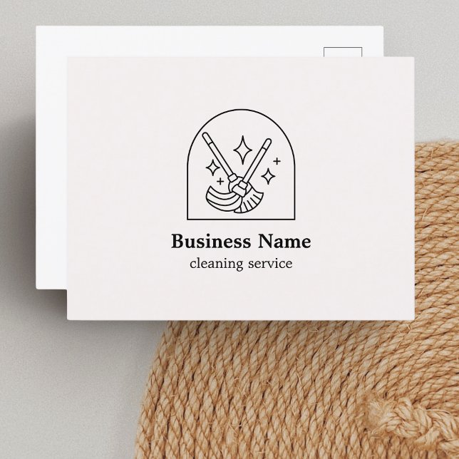 Minimalist House Cleaning Home Services Logo Pink  Postcard (Creator Uploaded)