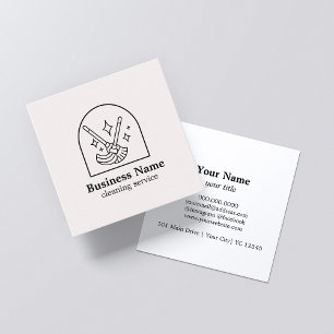 Minimalist House Cleaning Home Services Logo Pink Square Business Card