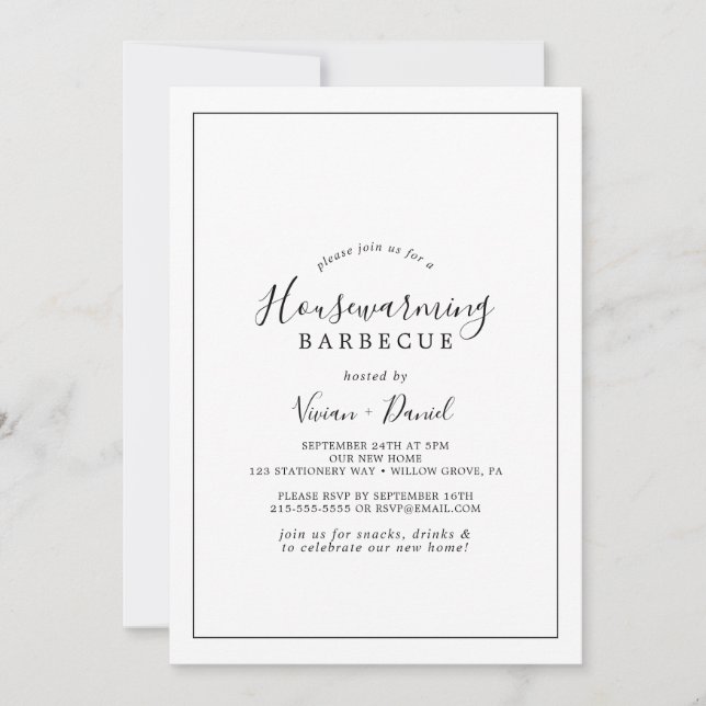 Minimalist Housewarming Barbecue Party Invitation (Front)