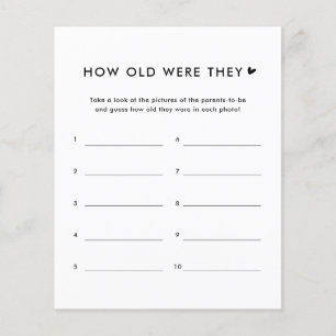Minimalist How Old Were They Baby Shower Game