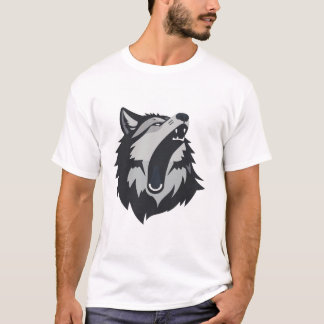 Minimalist Howling Wolf Graphic Design T-Shirt