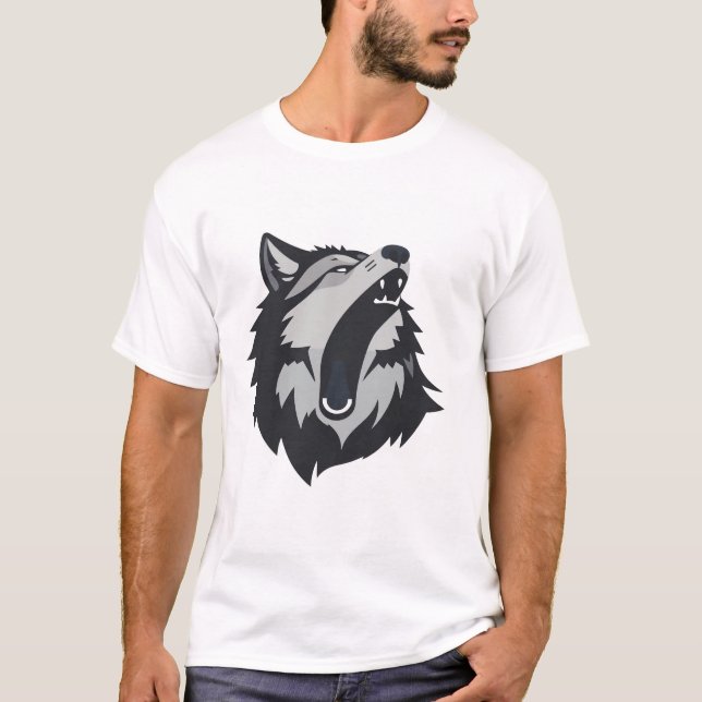 Minimalist Howling Wolf Graphic Design T-Shirt (Front)