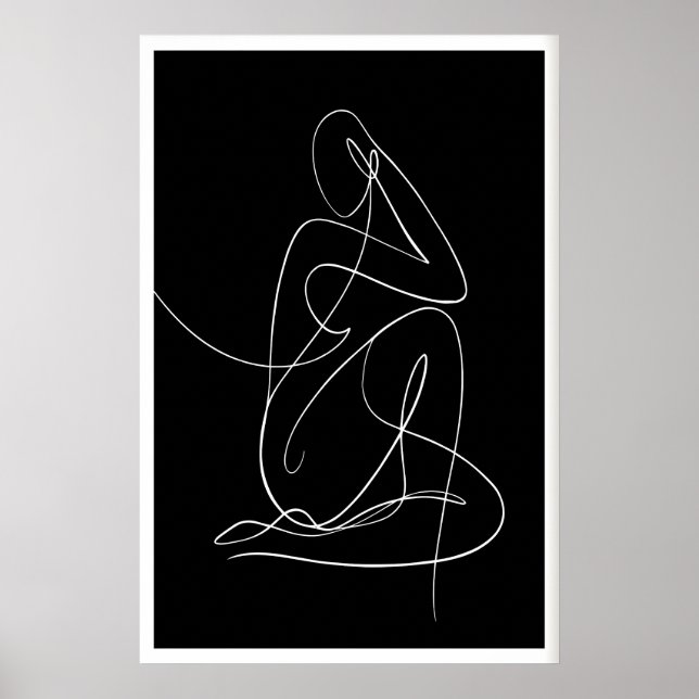Minimalist Human Form Print Monochrome Seated (Front)
