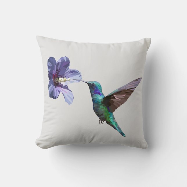Minimalist Hummingbird/Hibiscus Throw Pillow (Front)