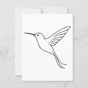 Minimalist Hummingbird Line Art in Flight Postcard