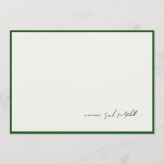 Minimalist Hunter Green Border Personalized Script Card