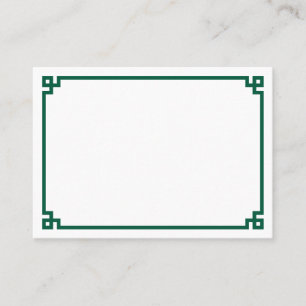 Minimalist Hunter Green Greek Key Border Wedding Place Card