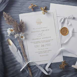 Minimalist Hydrangea Bloom Rustic Elegant Wedding Invitation