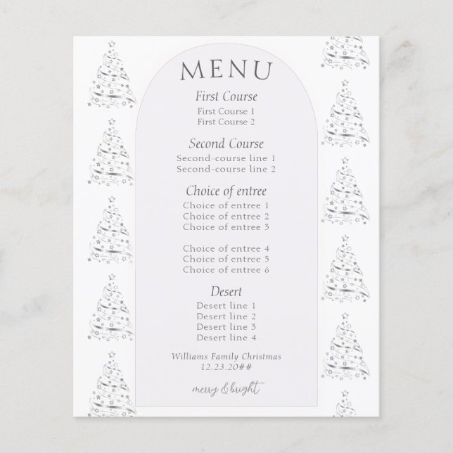 Minimalist Hygge Black White Christmas Dinner Menu (Front)