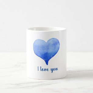 Minimalist I love you blue watercolor heart. Coffee Mug