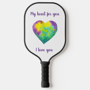 Minimalist I love you rainbow heart Valentine Pickleball Paddle