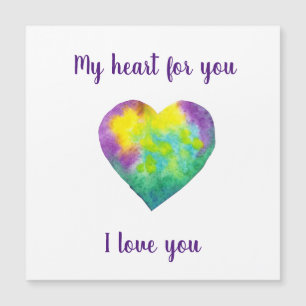 Minimalist I love you rainbow watercolor heart    