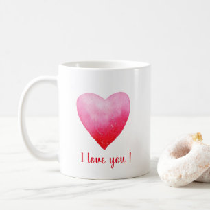 Minimalist I love you red watercolor heart   Coffee Mug