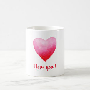 Minimalist I love you red watercolor heart Coffee Mug