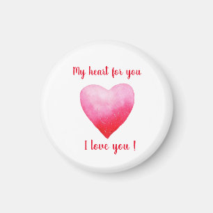 Minimalist I love you red watercolor heart     Magnet