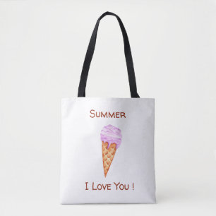 Minimalist Ice Cream I Love You Tote Bag