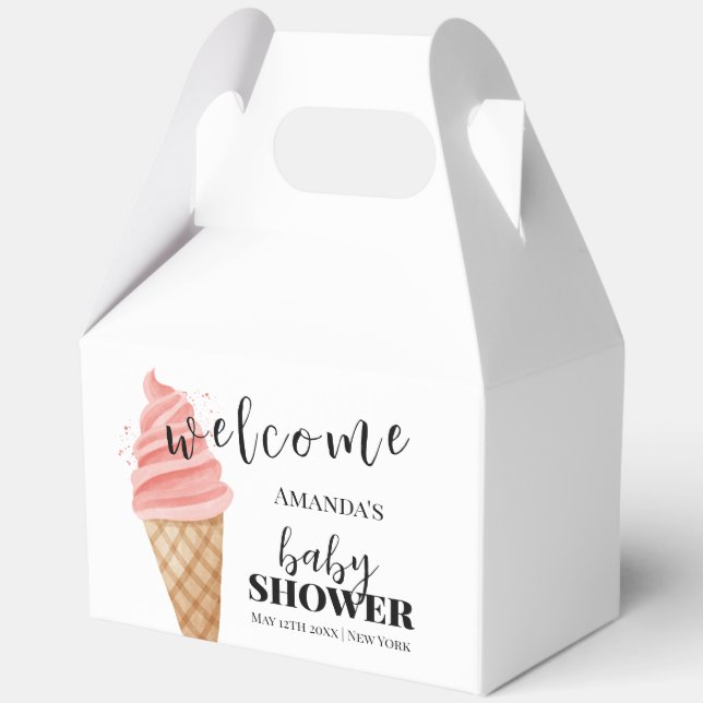 Minimalist Ice Cream Scoop Baby Shower Welcome Favour Box (Back)