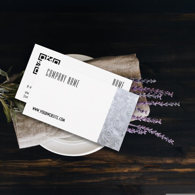 Minimalist ice glass photography QR Business Card (This minimalist stone photography design is perfect for handymen, construction pros, repair experts.)