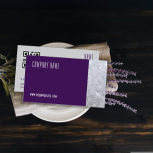 Minimalist ice photography QR purple Business Card